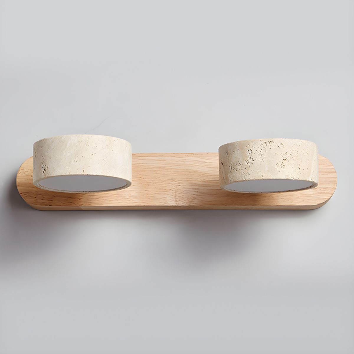 Travertine Duo Wall Lamp LED Bracket Light | Natural Stone & Wood | Modern Minimalist Wall Sconce | 2–4 Light Options