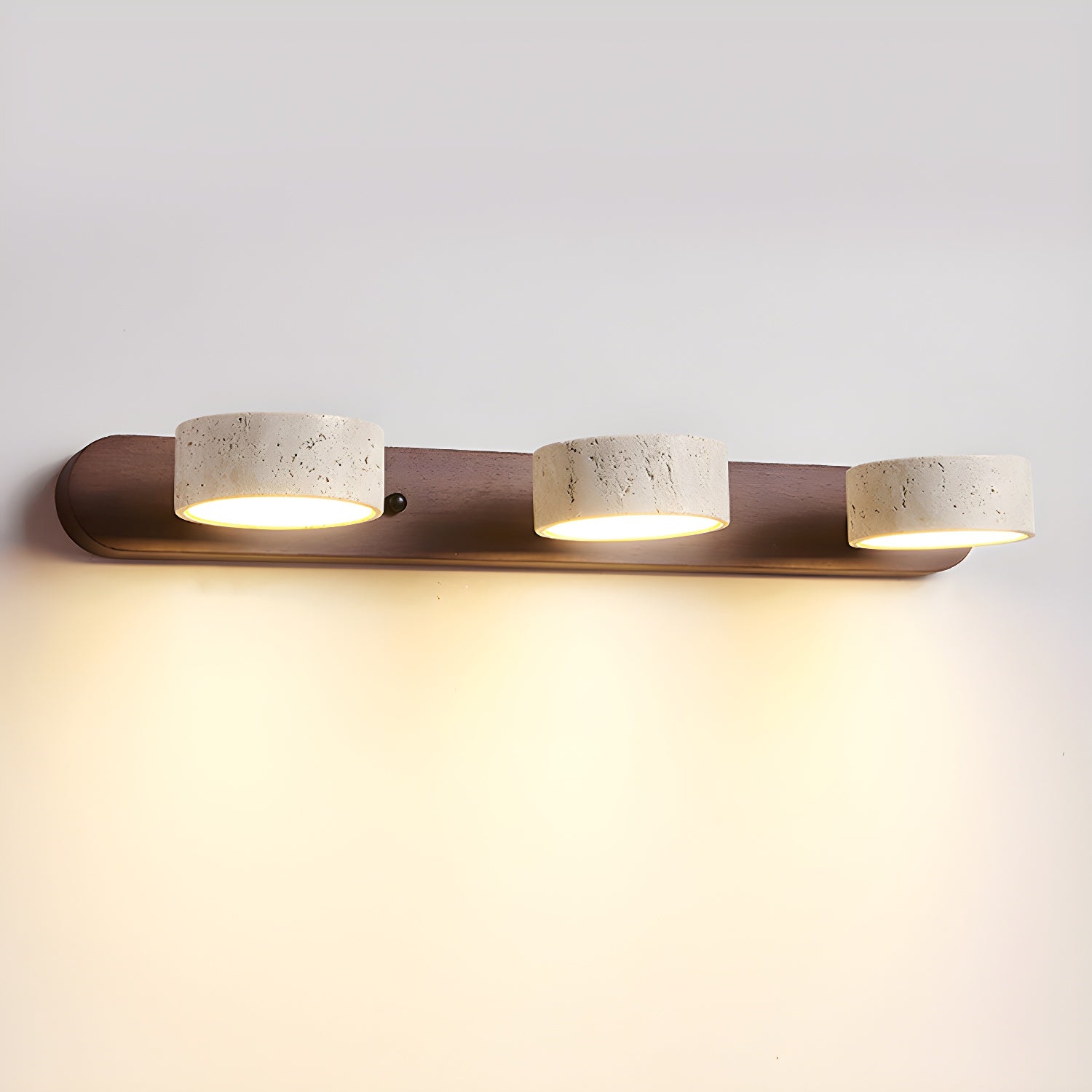 Travertine Duo Wall Lamp LED Bracket Light | Natural Stone & Wood | Modern Minimalist Wall Sconce | 2–4 Light Options