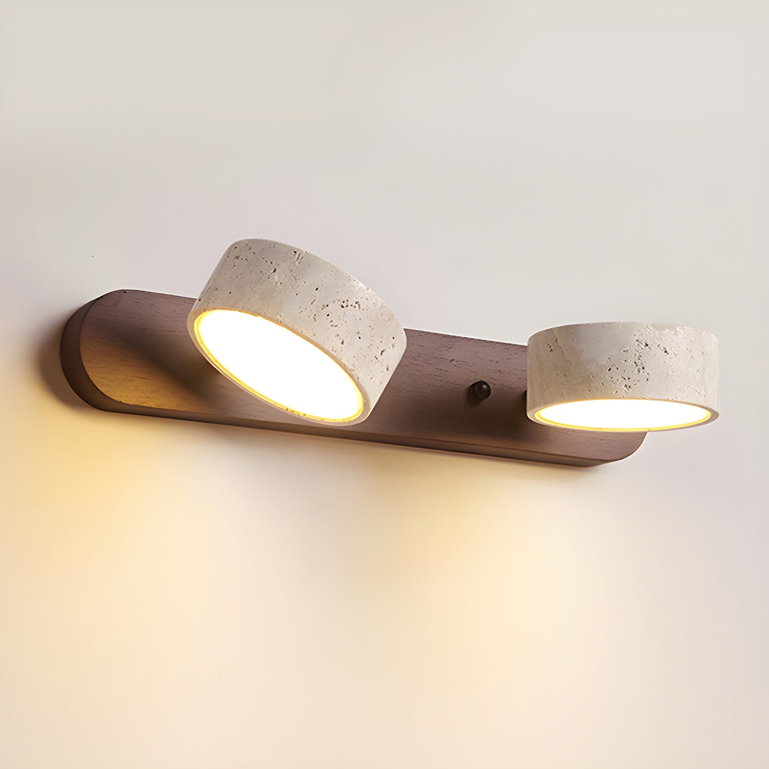 Travertine Duo Wall Lamp LED Bracket Light | Natural Stone & Wood | Modern Minimalist Wall Sconce | 2–4 Light Options