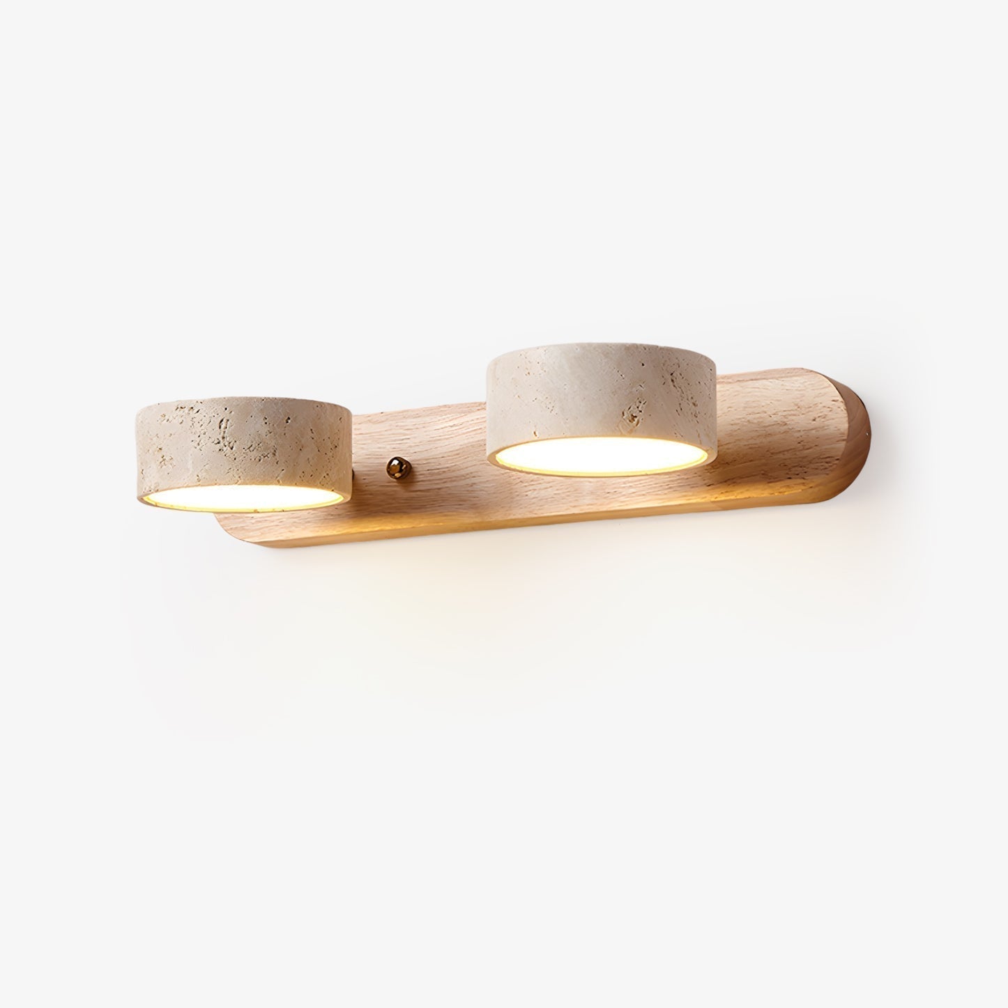 Travertine Duo Wall Lamp LED Bracket Light | Natural Stone & Wood | Modern Minimalist Wall Sconce | 2–4 Light Options