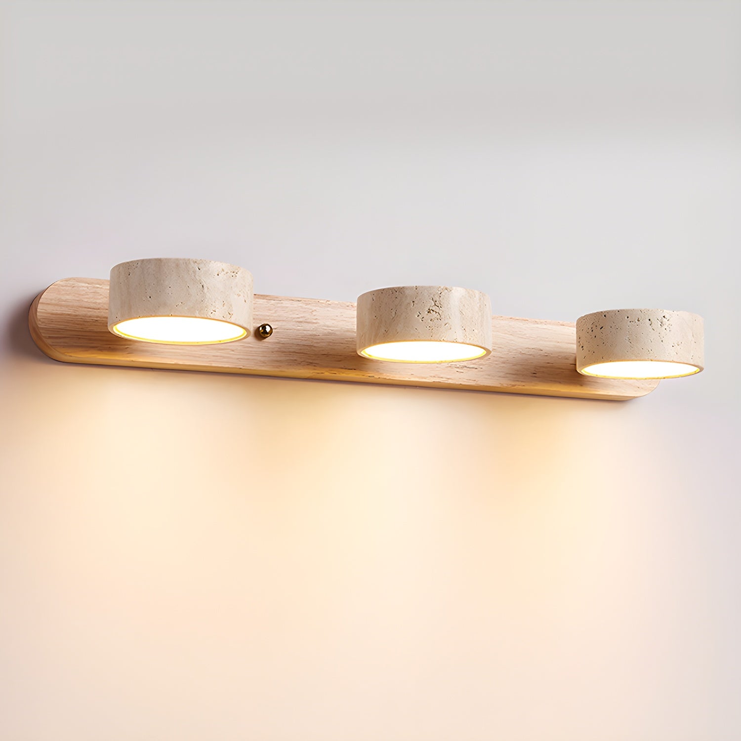 Travertine Duo Wall Lamp LED Bracket Light | Natural Stone & Wood | Modern Minimalist Wall Sconce | 2–4 Light Options
