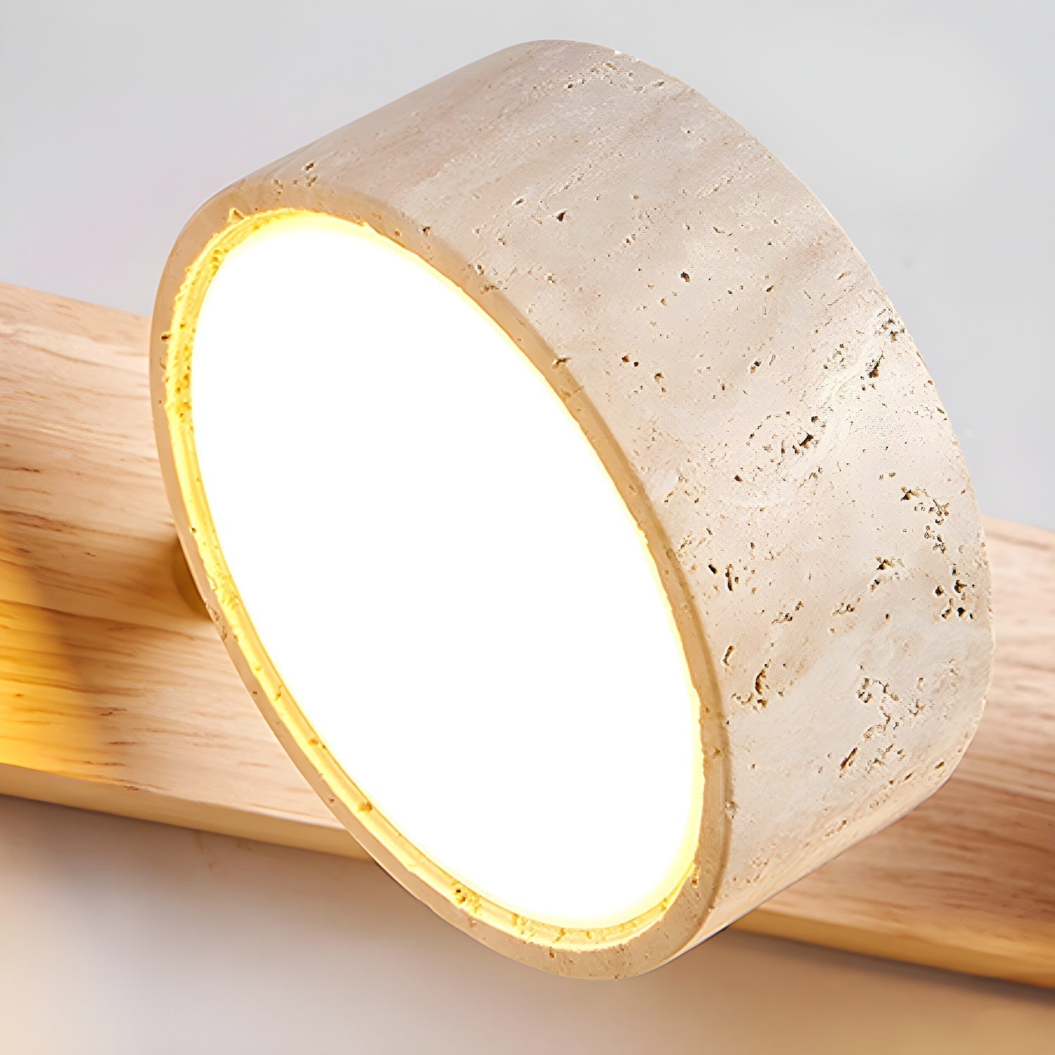 Travertine Duo Wall Lamp LED Bracket Light | Natural Stone & Wood | Modern Minimalist Wall Sconce | 2–4 Light Options