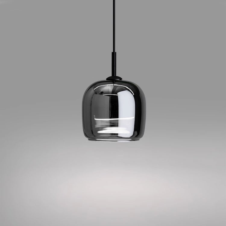 Scandinavian Black Glass Pendant Light for Kitchen Island & Bedside | Modern Minimalist Hanging Lamp | E27 Socket | 16x18cm