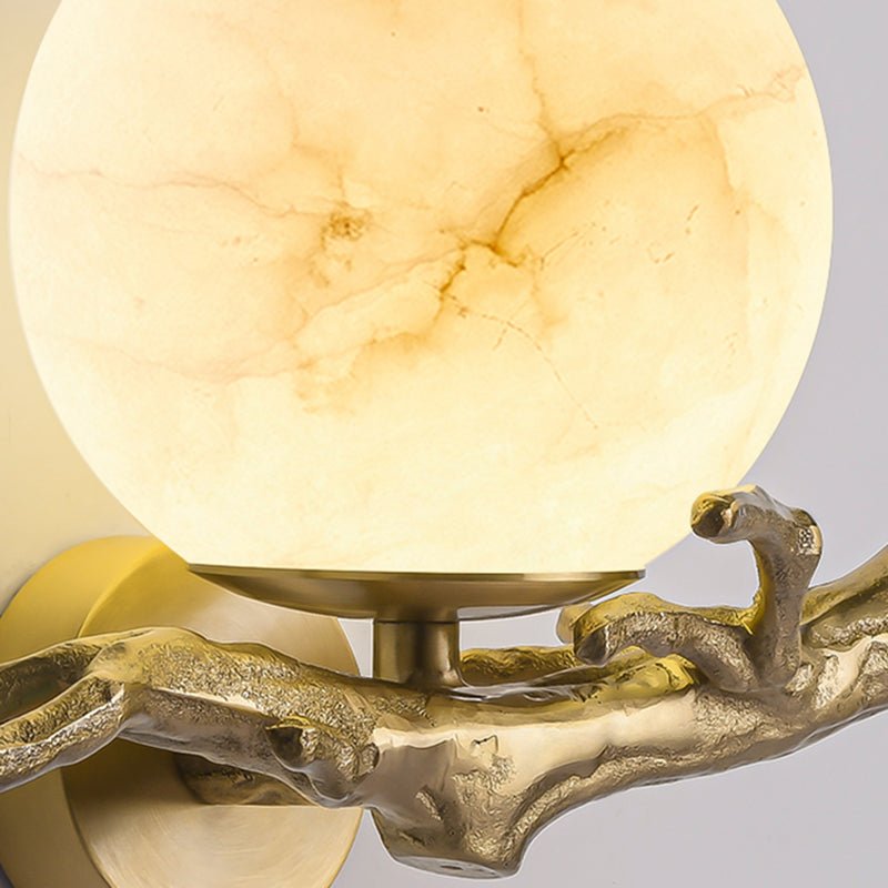 Modern Marble Wall Lamp Scandinavian Design | Copper Stone Wall Light | LED Indoor Lighting | Luxury Minimalist Fixture | 30cm