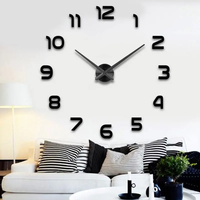 3D Wall Clock Frameless DIY | Timovia Minimalist Large Wall Clock Adjustable Size 40cm | Silent Quartz Modern Wall Decor | Living Room Office