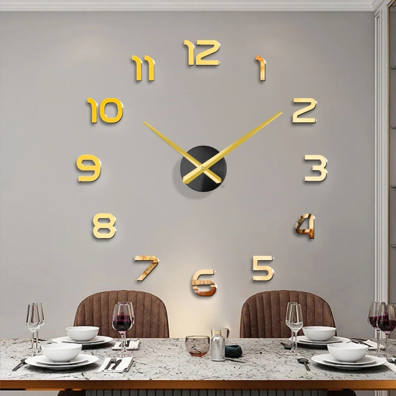 3D Wall Clock Frameless DIY | Timovia Minimalist Large Wall Clock Adjustable Size 40cm | Silent Quartz Modern Wall Decor | Living Room Office