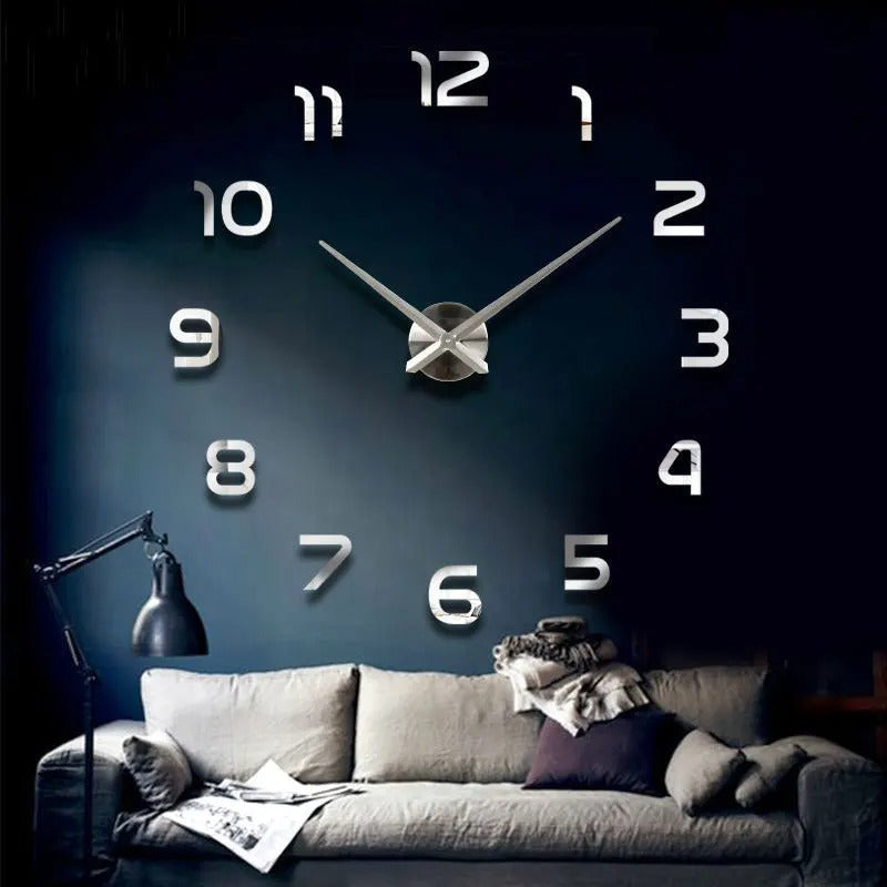 3D Wall Clock Frameless DIY | Timovia Minimalist Large Wall Clock Adjustable Size 40cm | Silent Quartz Modern Wall Decor | Living Room Office