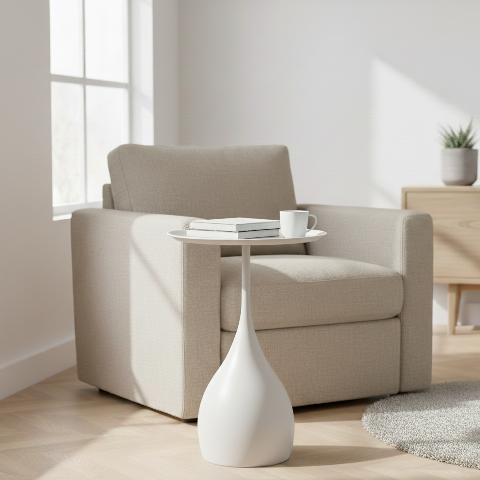 Ariessa Lumo | Mobile Round Side Table in a Slightly Luxurious Design for Sofa & Bed