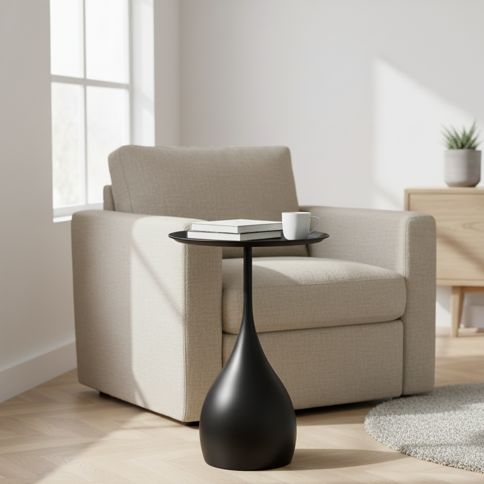 Ariessa Lumo | Mobile Round Side Table in a Slightly Luxurious Design for Sofa & Bed