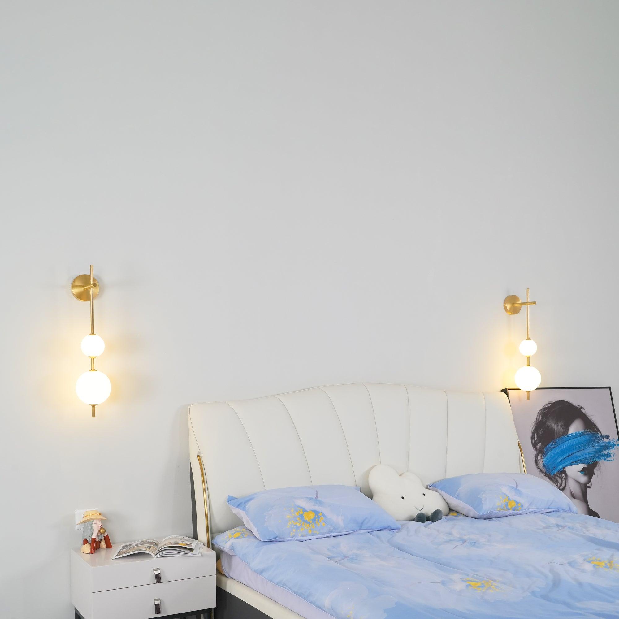 Vertical Globe Wall Lamp LED Sconce Light | Gold Finish Brass | Frosted Glass Orb | Modern Minimalist Wall Lighting 3000K–6000K