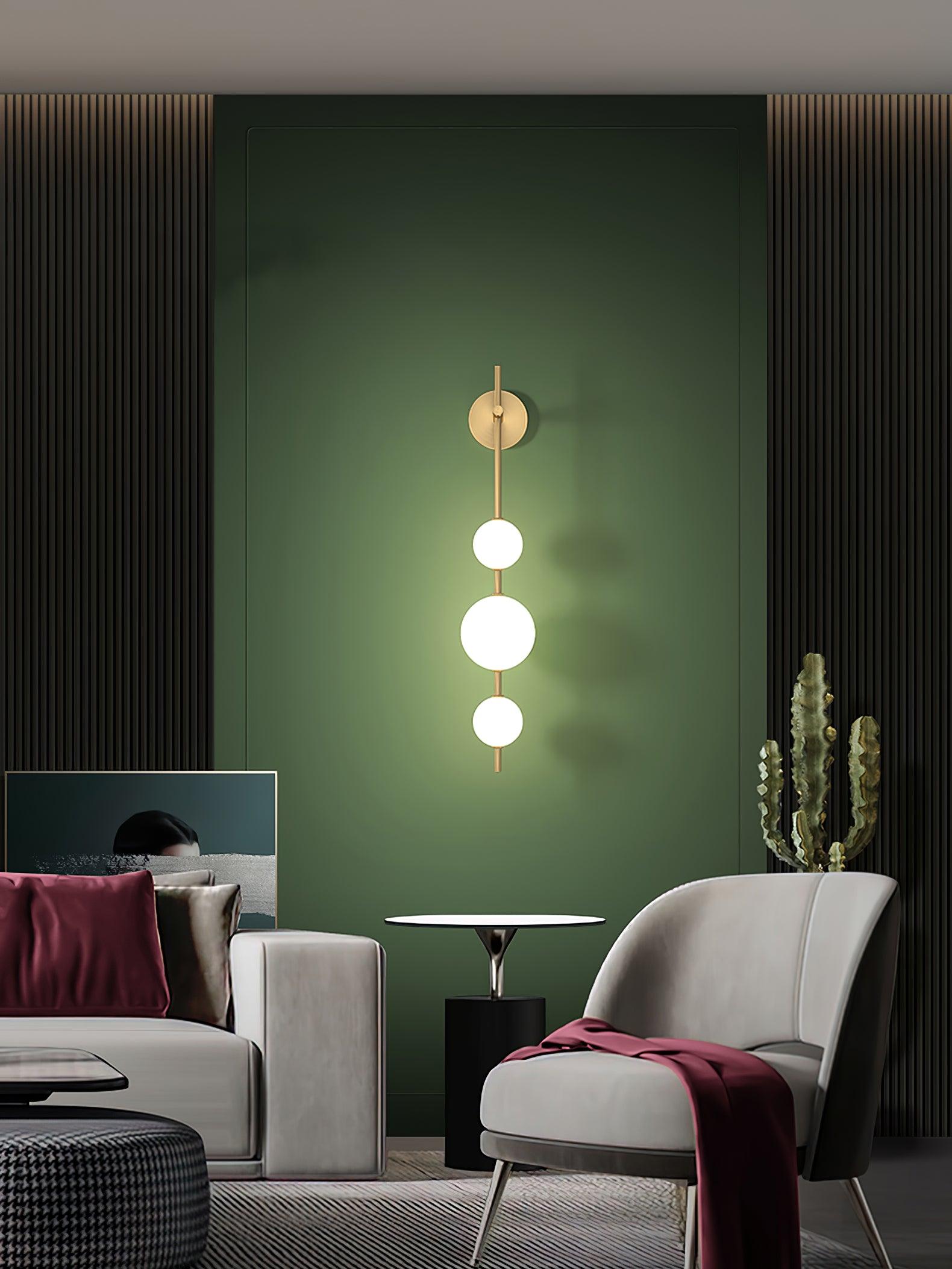 Vertical Globe Wall Lamp LED Sconce Light | Gold Finish Brass | Frosted Glass Orb | Modern Minimalist Wall Lighting 3000K–6000K