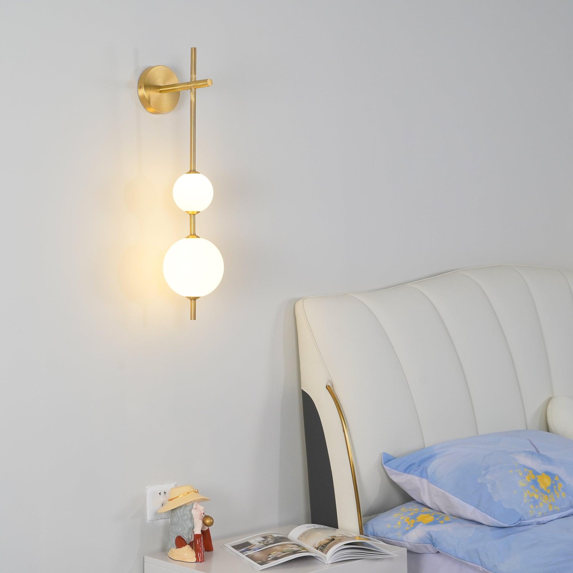 Vertical Globe Wall Lamp LED Sconce Light | Gold Finish Brass | Frosted Glass Orb | Modern Minimalist Wall Lighting 3000K–6000K