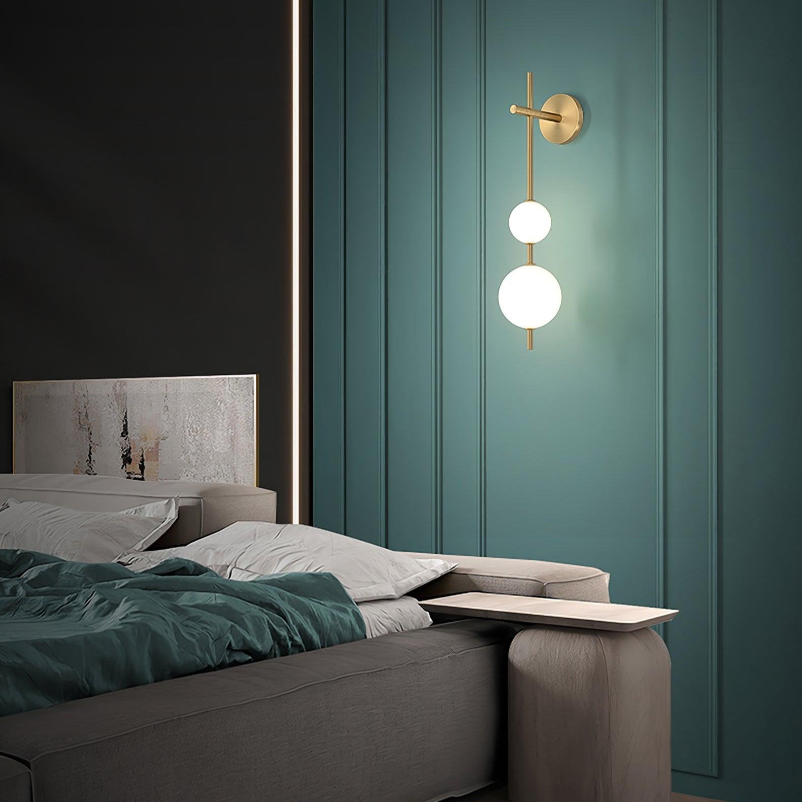 Vertical Globe Wall Lamp LED Sconce Light | Gold Finish Brass | Frosted Glass Orb | Modern Minimalist Wall Lighting 3000K–6000K