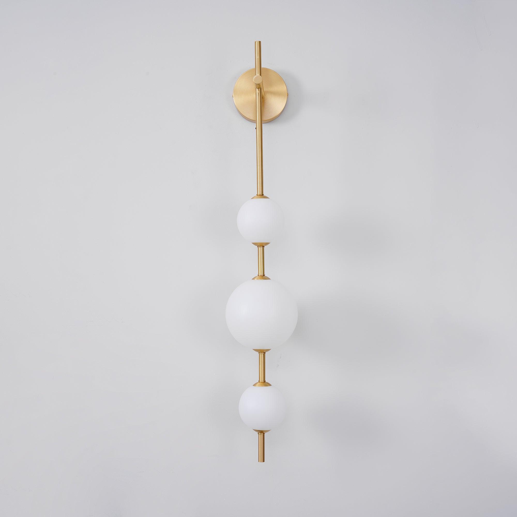 Vertical Globe Wall Lamp LED Sconce Light | Gold Finish Brass | Frosted Glass Orb | Modern Minimalist Wall Lighting 3000K–6000K