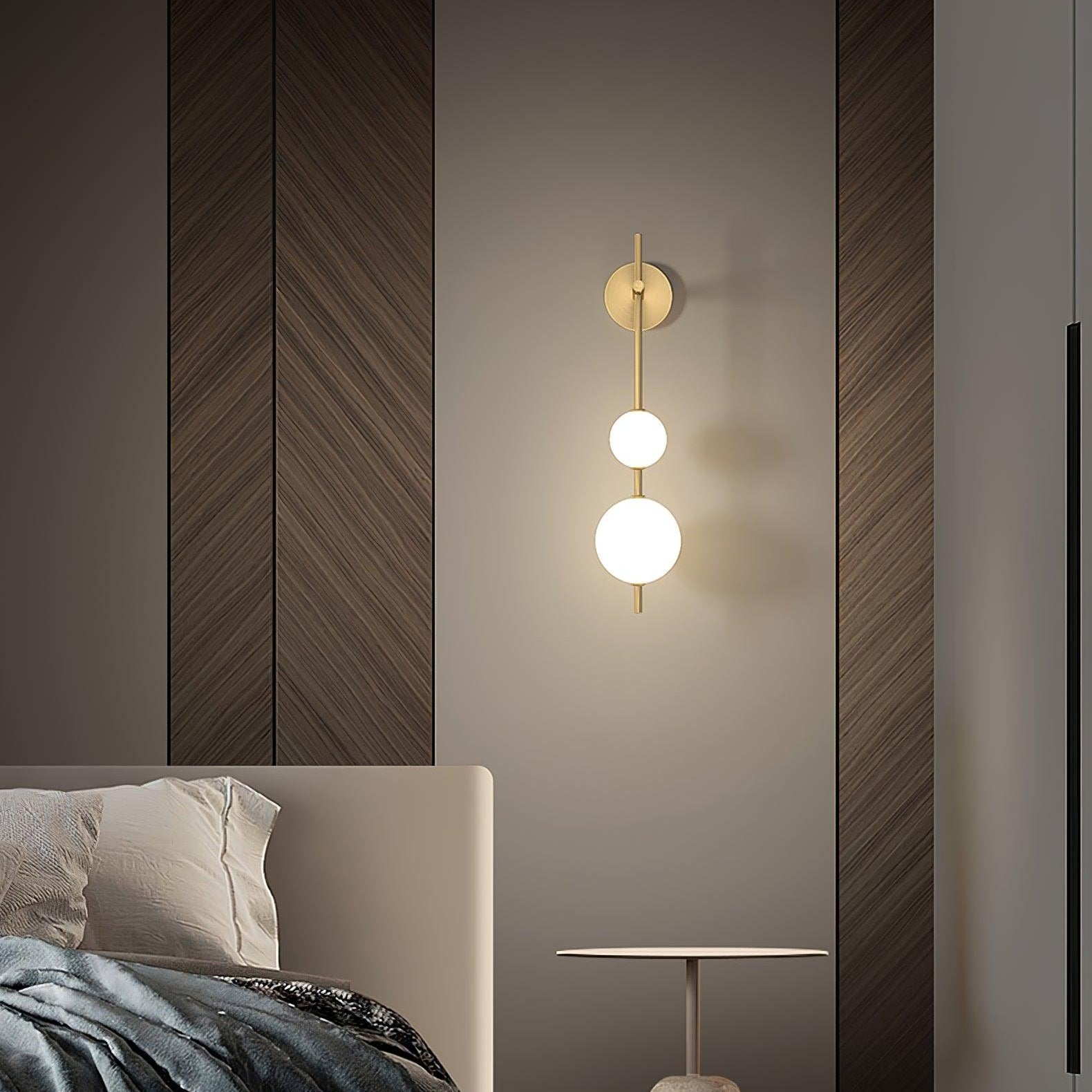Vertical Globe Wall Lamp LED Sconce Light | Gold Finish Brass | Frosted Glass Orb | Modern Minimalist Wall Lighting 3000K–6000K