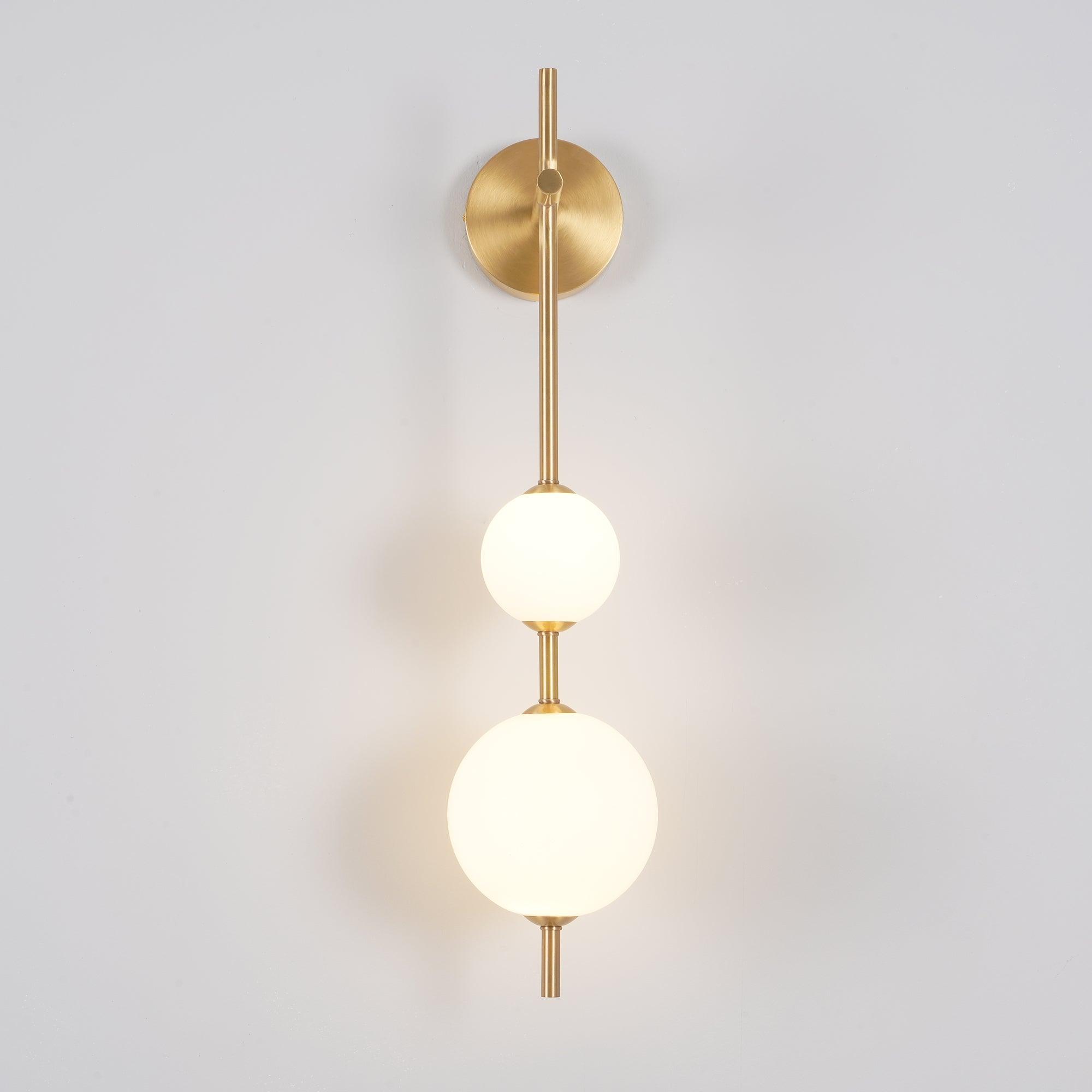Vertical Globe Wall Lamp LED Sconce Light | Gold Finish Brass | Frosted Glass Orb | Modern Minimalist Wall Lighting 3000K–6000K