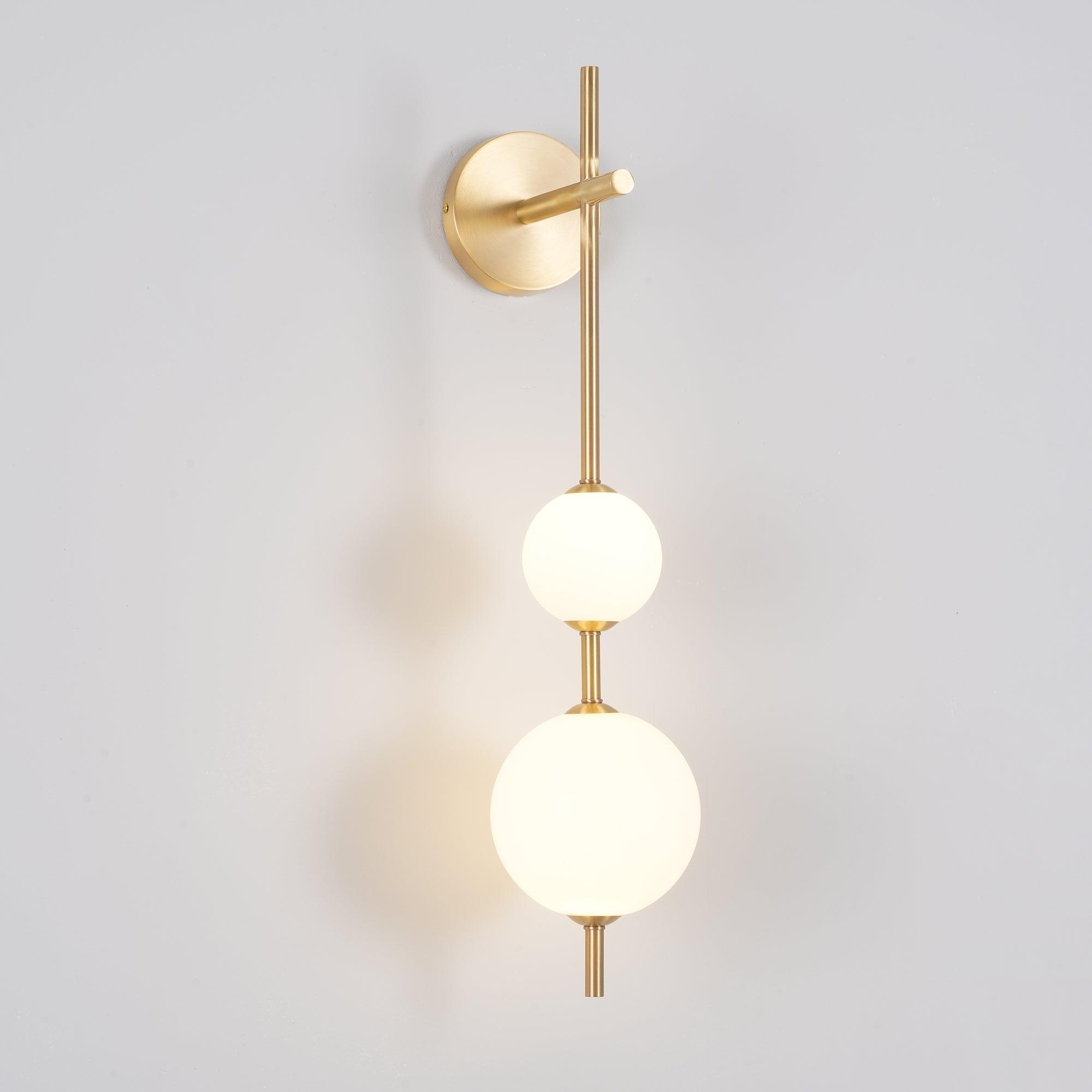Vertical Globe Wall Lamp LED Sconce Light | Gold Finish Brass | Frosted Glass Orb | Modern Minimalist Wall Lighting 3000K–6000K