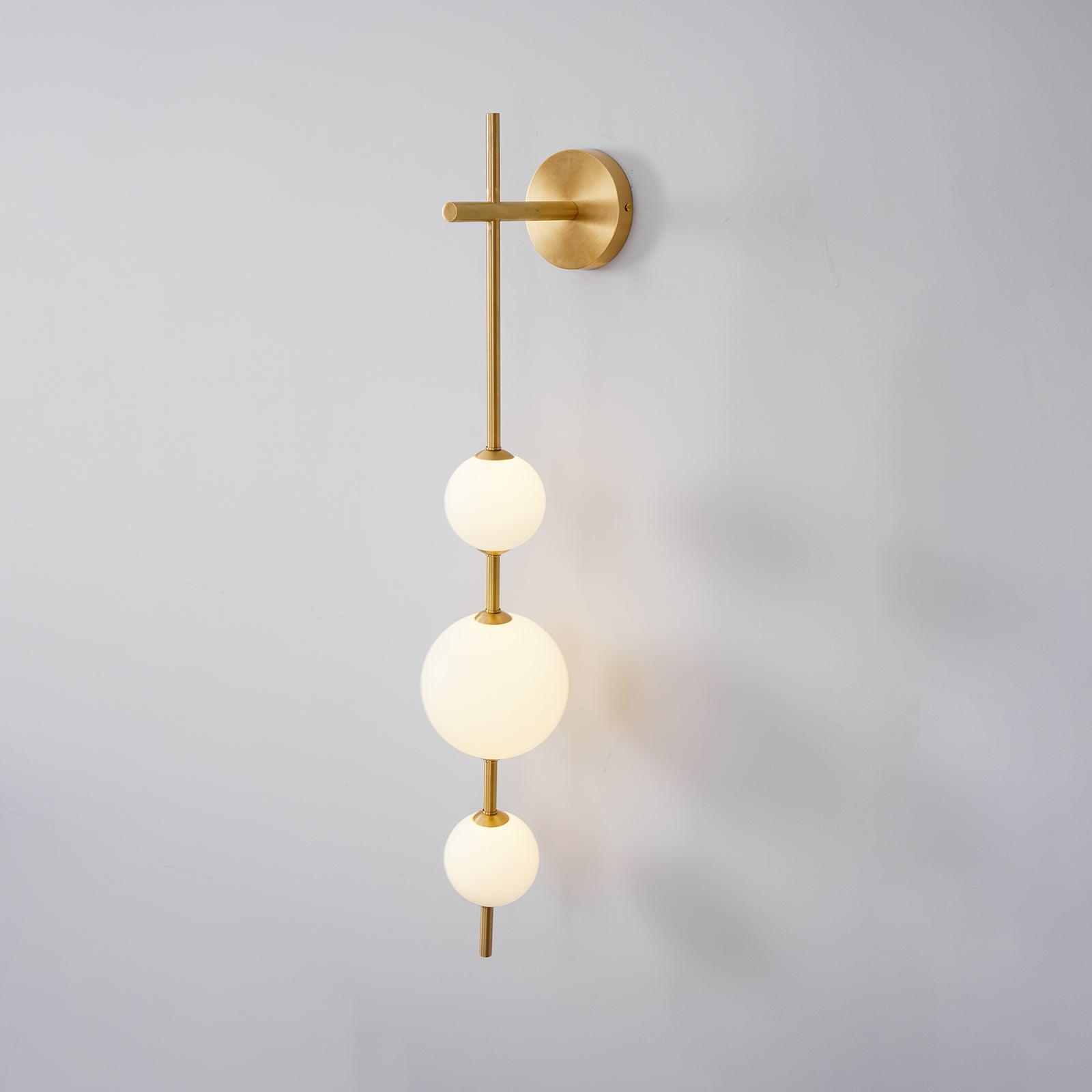 Vertical Globe Wall Lamp LED Sconce Light | Gold Finish Brass | Frosted Glass Orb | Modern Minimalist Wall Lighting 3000K–6000K