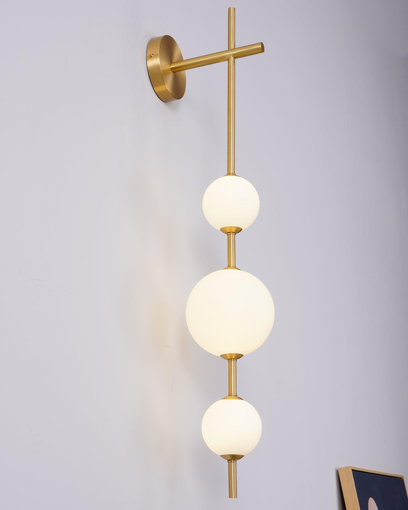 Vertical Globe Wall Lamp LED Sconce Light | Gold Finish Brass | Frosted Glass Orb | Modern Minimalist Wall Lighting 3000K–6000K