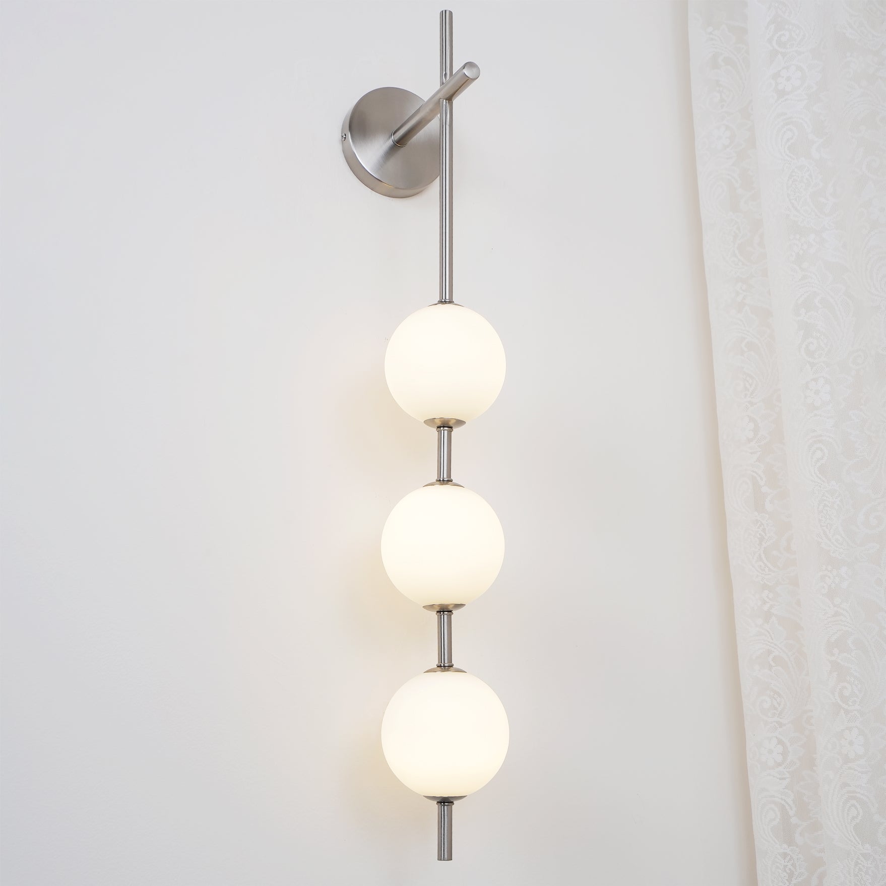 Vertical Globe Wall Lamp LED Sconce Light | Gold Finish Brass | Frosted Glass Orb | Modern Minimalist Wall Lighting 3000K–6000K