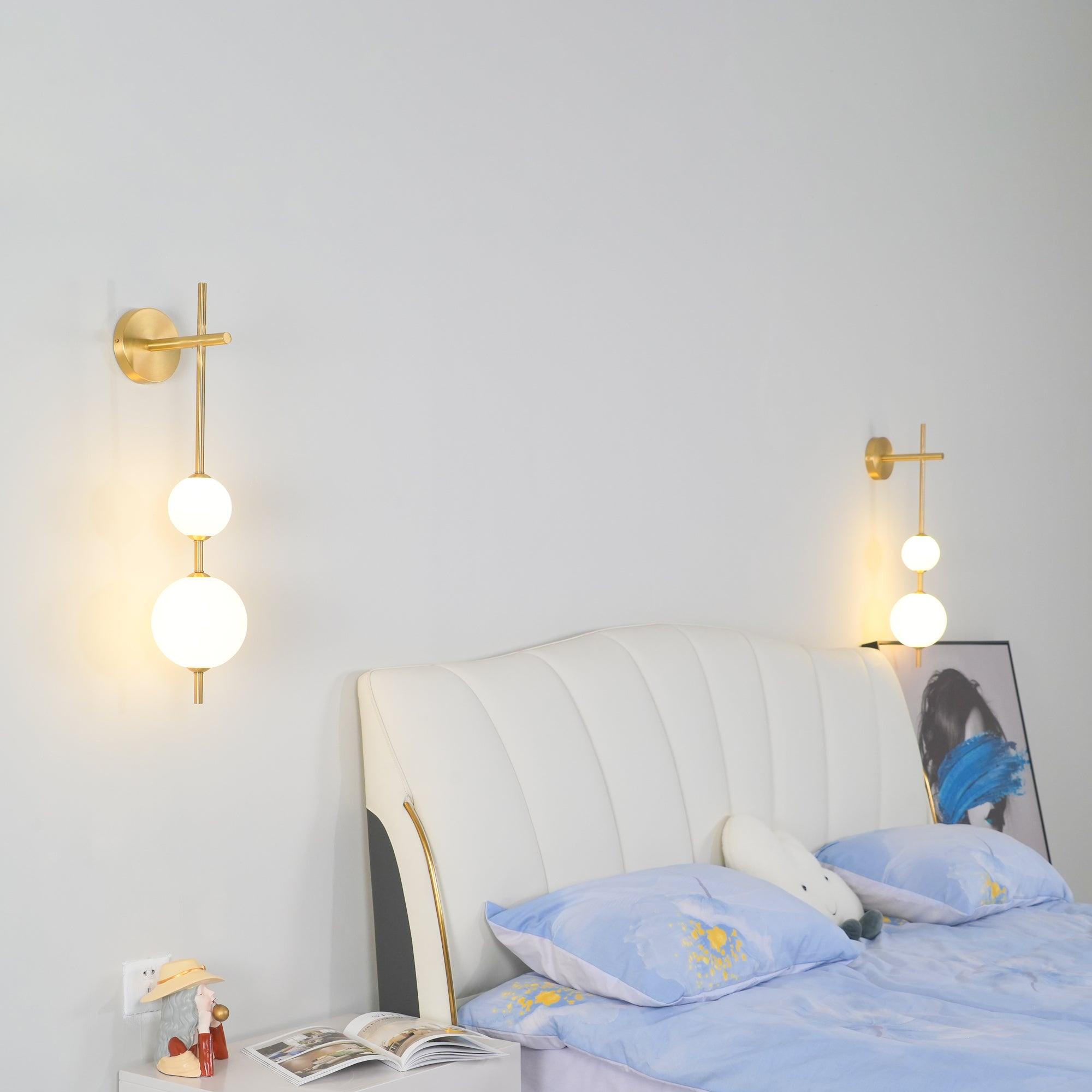 Vertical Globe Wall Lamp LED Sconce Light | Gold Finish Brass | Frosted Glass Orb | Modern Minimalist Wall Lighting 3000K–6000K