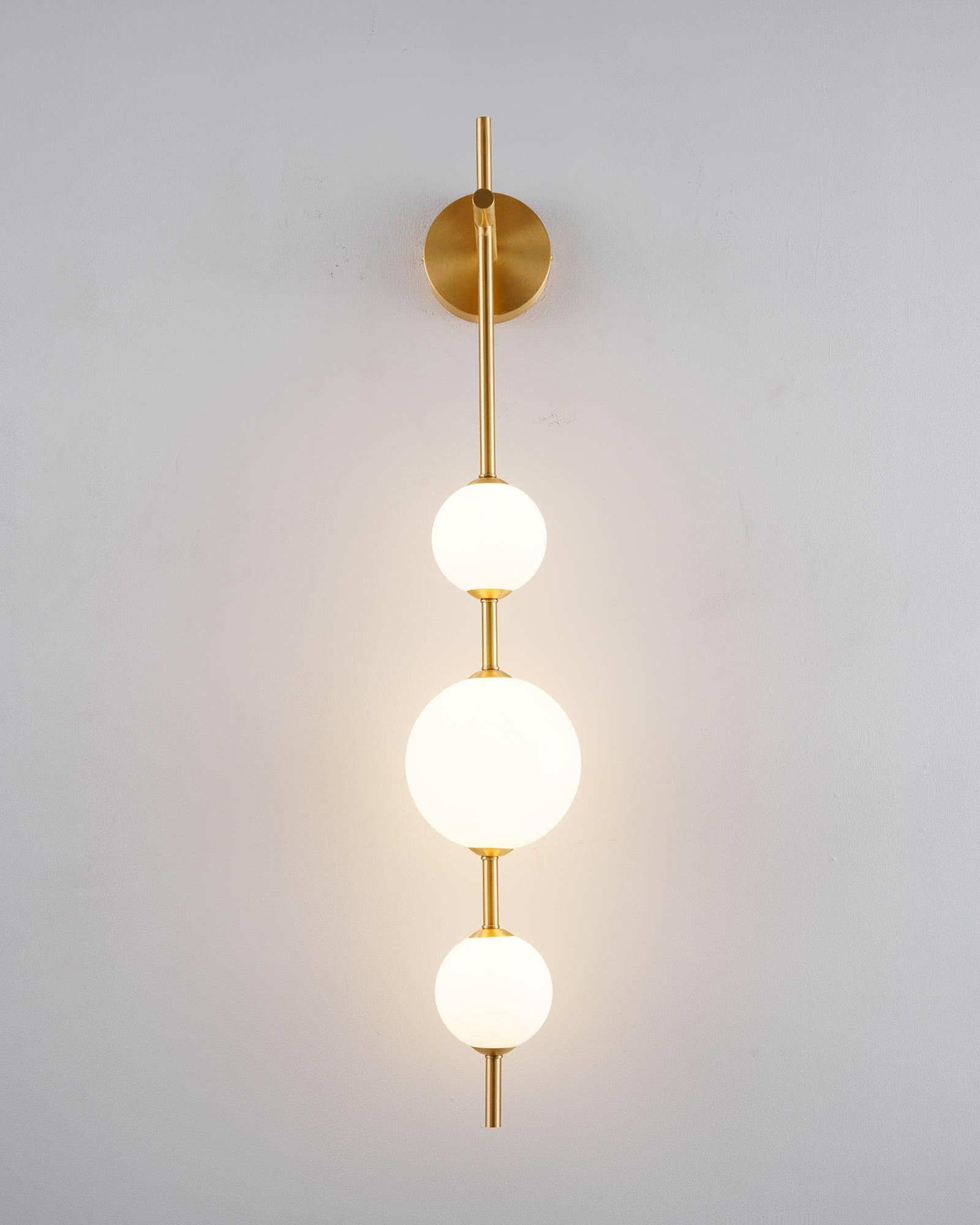Vertical Globe Wall Lamp LED Sconce Light | Gold Finish Brass | Frosted Glass Orb | Modern Minimalist Wall Lighting 3000K–6000K