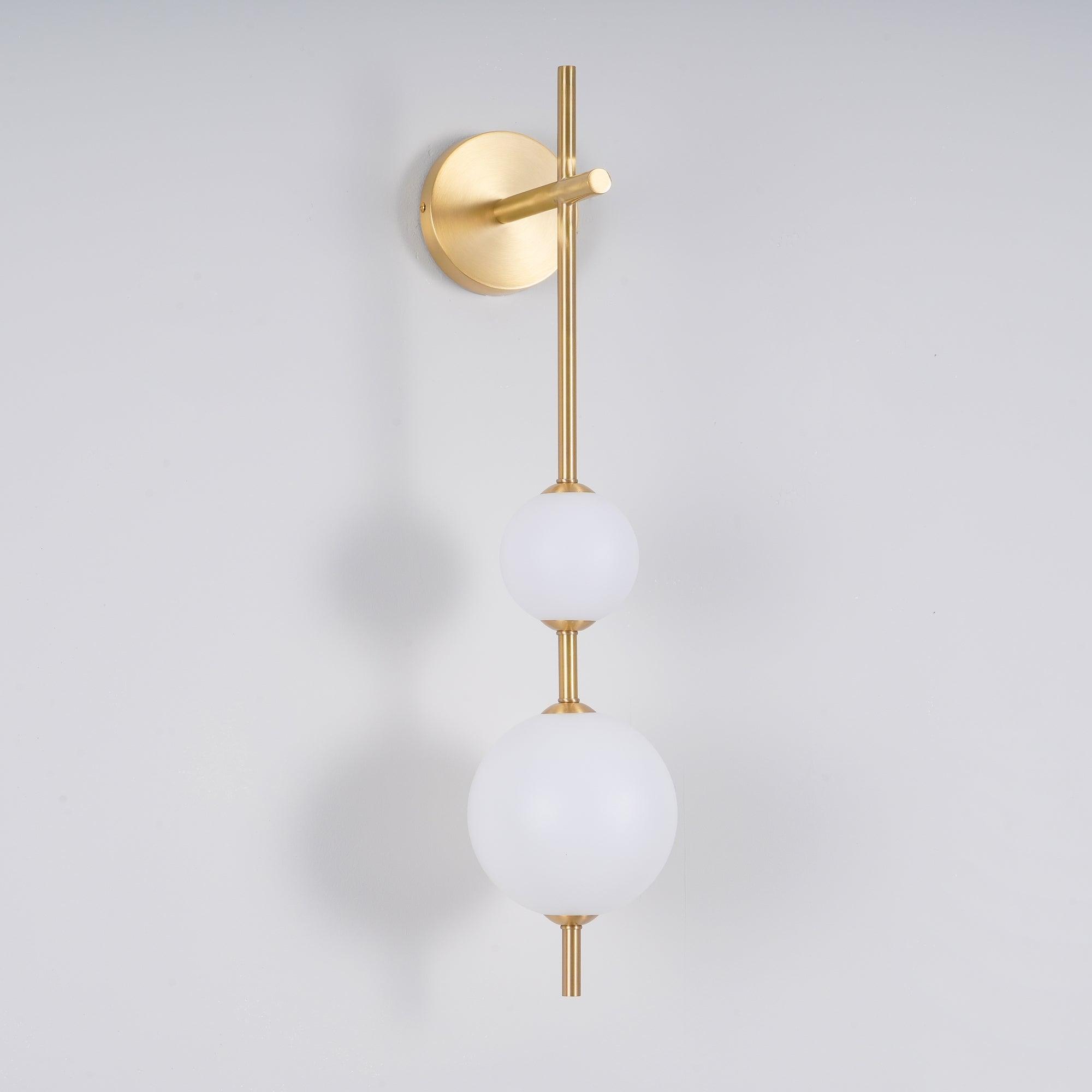Vertical Globe Wall Lamp LED Sconce Light | Gold Finish Brass | Frosted Glass Orb | Modern Minimalist Wall Lighting 3000K–6000K