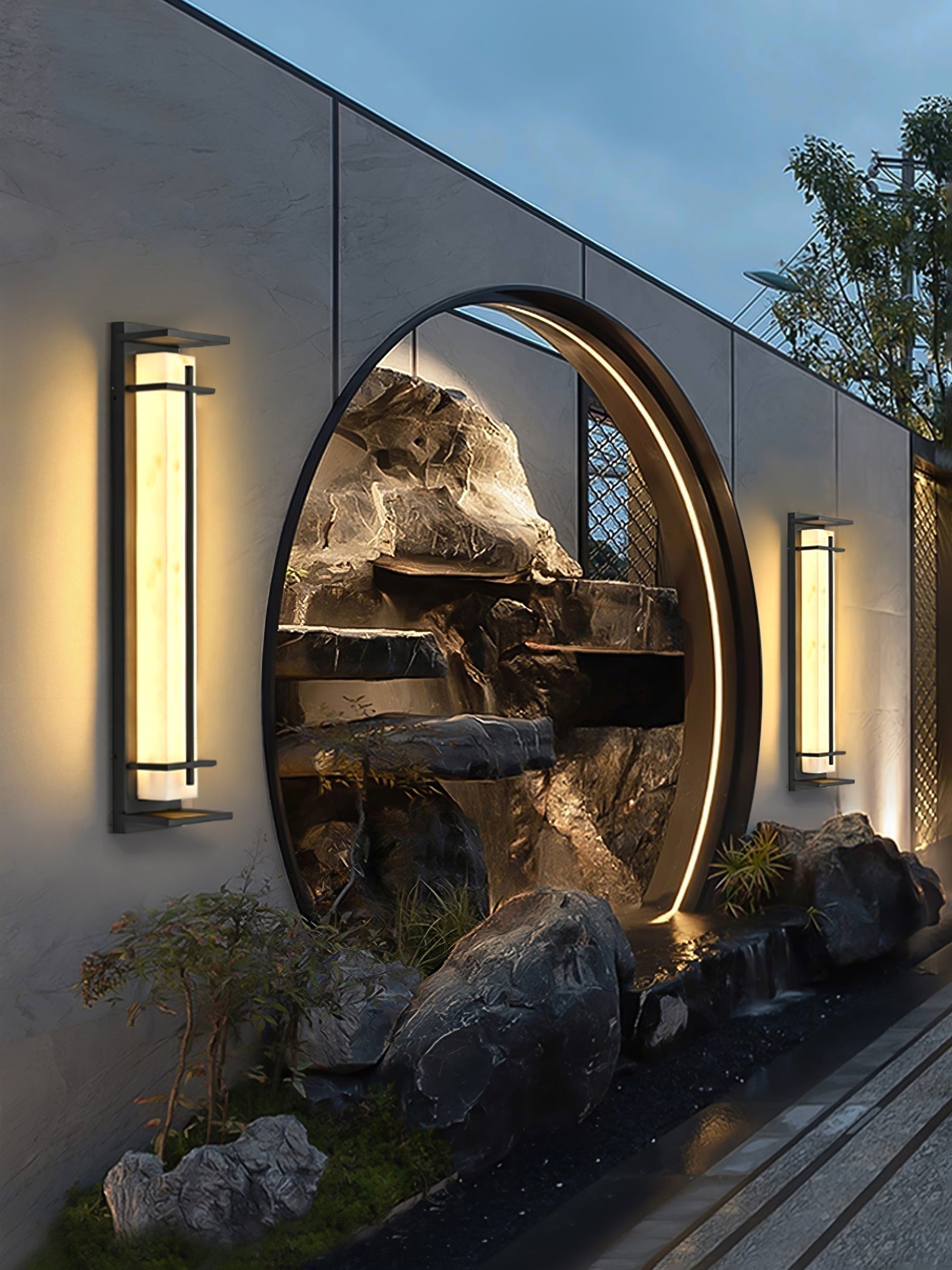 Square Outdoor Wall Light LED Waterproof Wall Sconce | Stainless Steel & Marble | IP65 Garden & Exterior Lighting | 3000K–6000K
