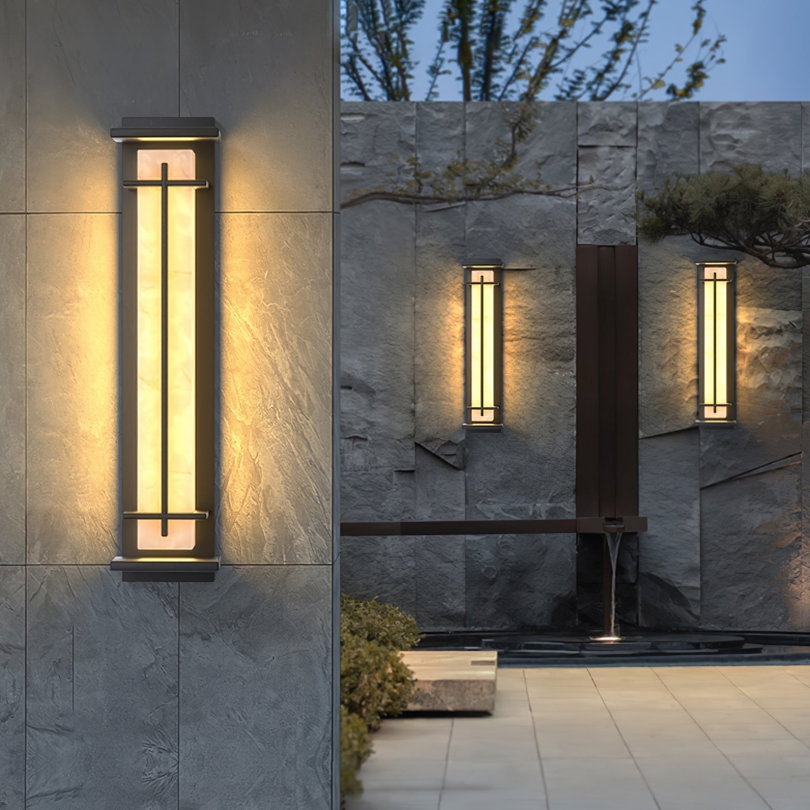Square Outdoor Wall Light LED Waterproof Wall Sconce | Stainless Steel & Marble | IP65 Garden & Exterior Lighting | 3000K–6000K