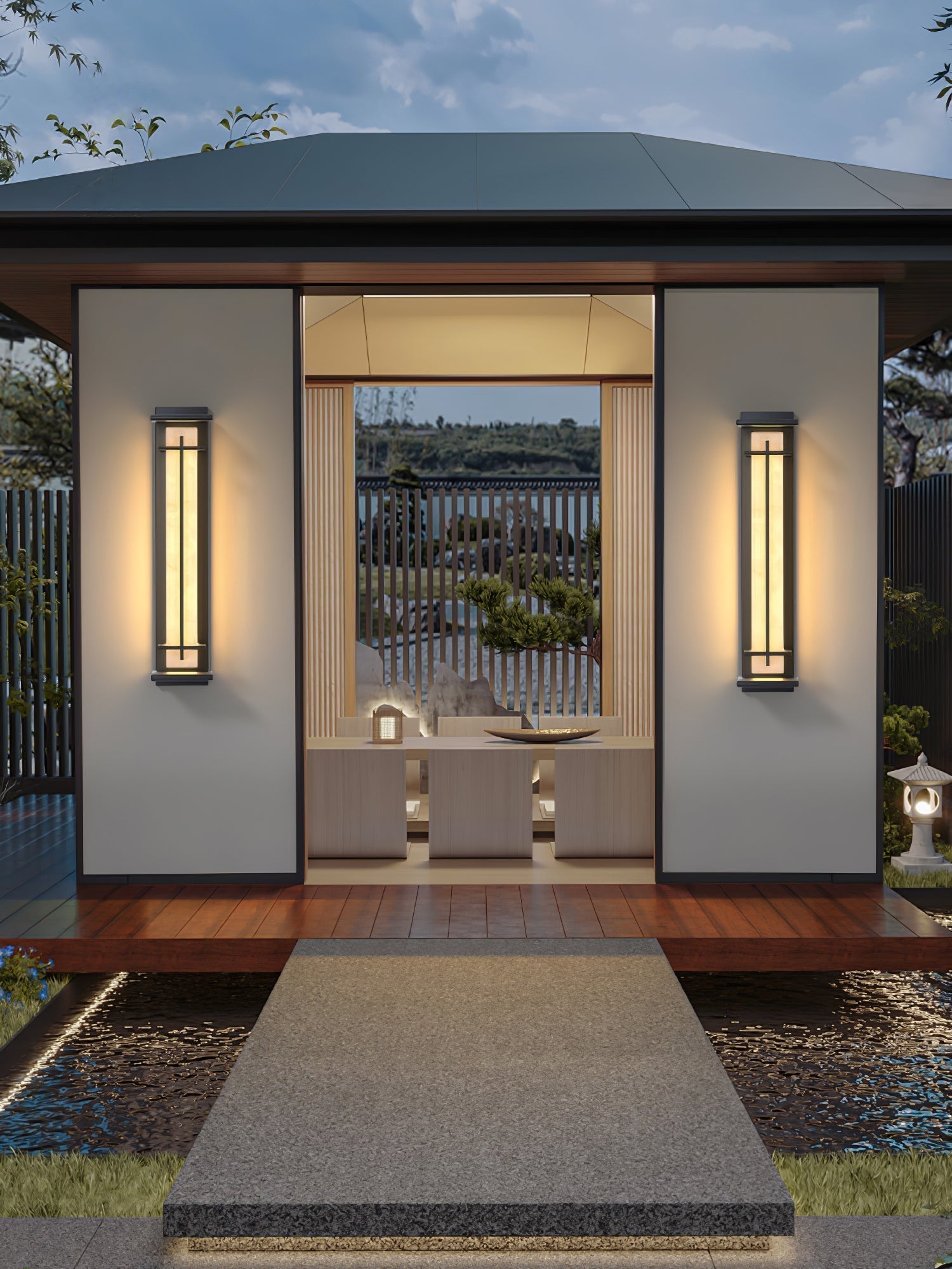 Square Outdoor Wall Light LED Waterproof Wall Sconce | Stainless Steel & Marble | IP65 Garden & Exterior Lighting | 3000K–6000K