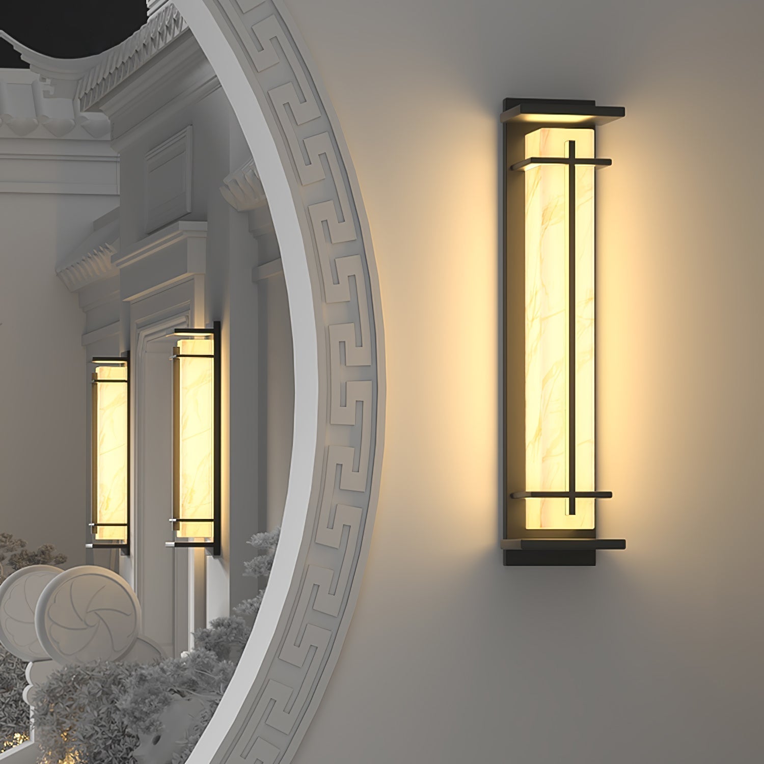 Square Outdoor Wall Light LED Waterproof Wall Sconce | Stainless Steel & Marble | IP65 Garden & Exterior Lighting | 3000K–6000K