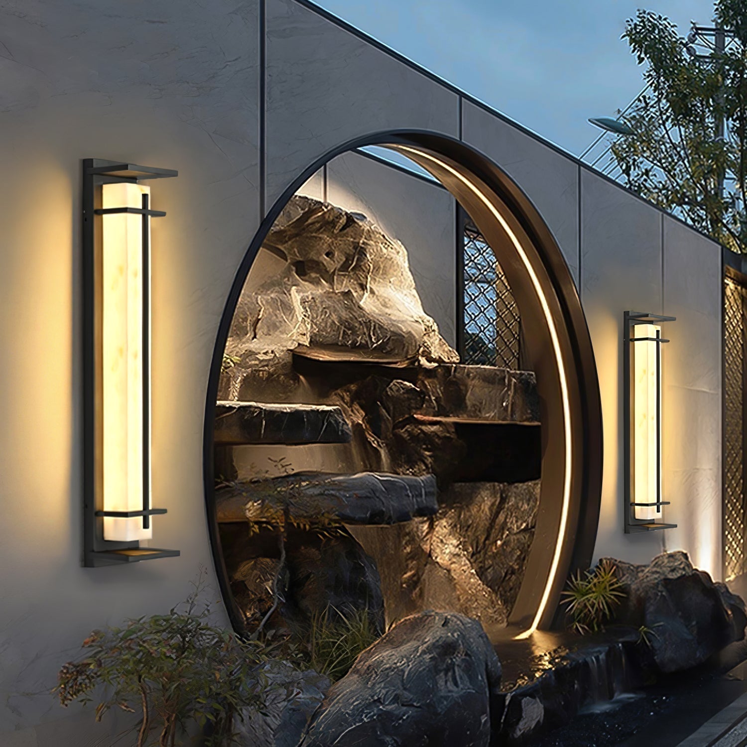 Square Outdoor Wall Light LED Waterproof Wall Sconce | Stainless Steel & Marble | IP65 Garden & Exterior Lighting | 3000K–6000K
