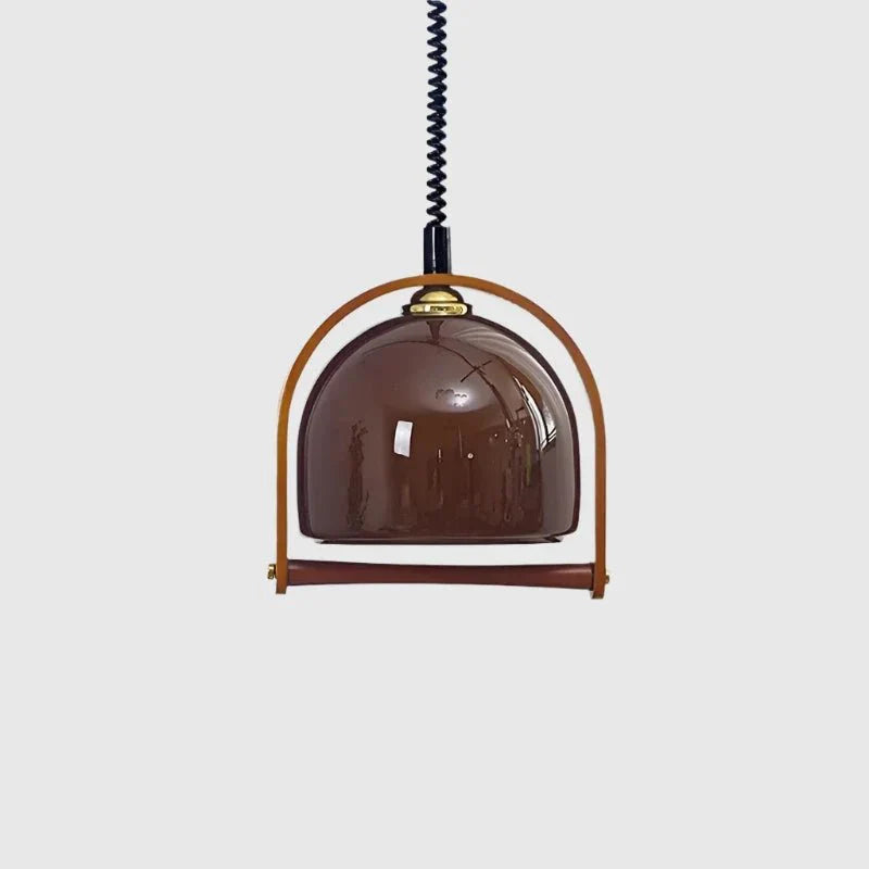Vintage Bauhaus Wooden Pendant Light | Glass & Wood Hanging Lamp | E14 LED Fixture | Kitchen Island & Bar Lighting