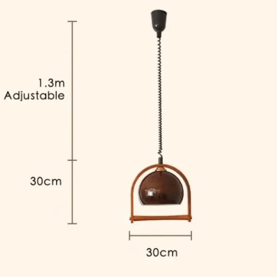 Vintage Bauhaus Wooden Pendant Light | Glass & Wood Hanging Lamp | E14 LED Fixture | Kitchen Island & Bar Lighting