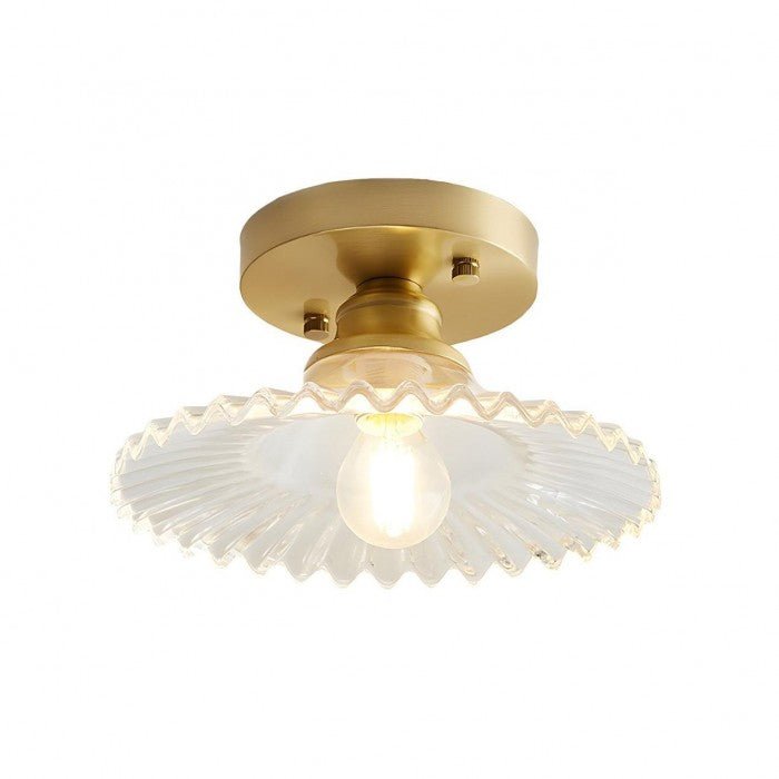 Vintage Clear Glass Ribbed Petal Ceiling Lamp