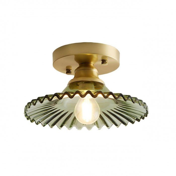 Vintage Clear Glass Ribbed Petal Ceiling Lamp