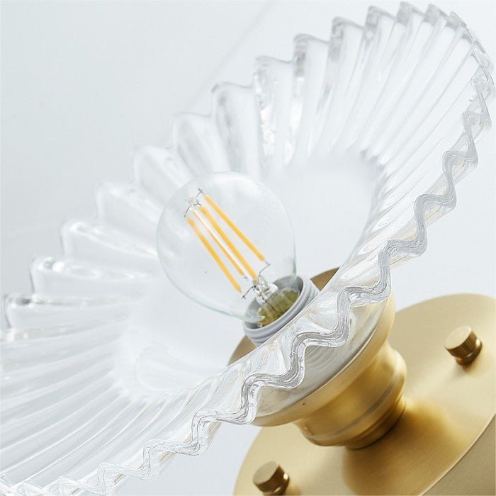 Vintage Clear Glass Ribbed Petal Ceiling Lamp