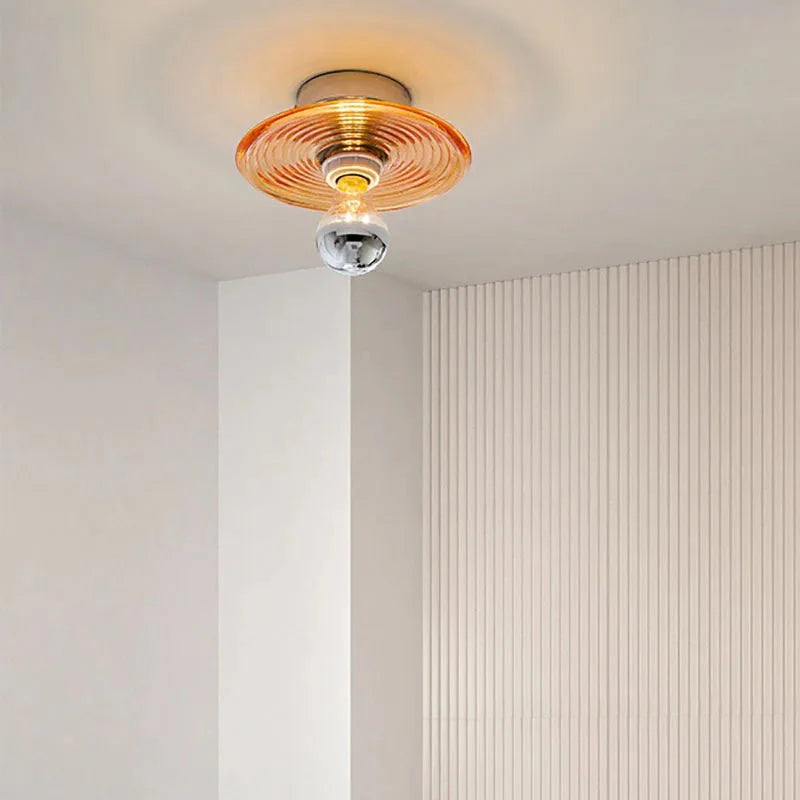 Vintage LED Glass Wall Sconce | Rippled Glass Wall Lamp | E27 5W Fixture | Ambient Lighting for Bedroom & Hallway