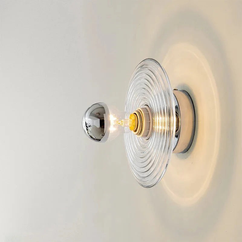 Vintage LED Glass Wall Sconce | Rippled Glass Wall Lamp | E27 5W Fixture | Ambient Lighting for Bedroom & Hallway