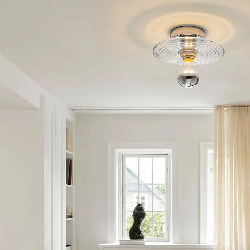 Vintage LED Glass Wall Sconce | Rippled Glass Wall Lamp | E27 5W Fixture | Ambient Lighting for Bedroom & Hallway