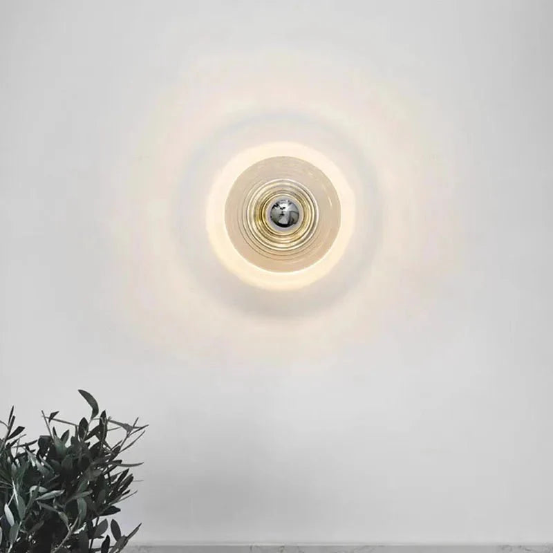 Vintage LED Glass Wall Sconce | Rippled Glass Wall Lamp | E27 5W Fixture | Ambient Lighting for Bedroom & Hallway