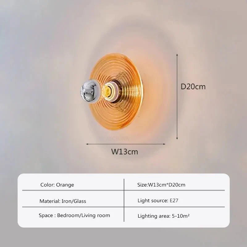 Vintage LED Glass Wall Sconce | Rippled Glass Wall Lamp | E27 5W Fixture | Ambient Lighting for Bedroom & Hallway