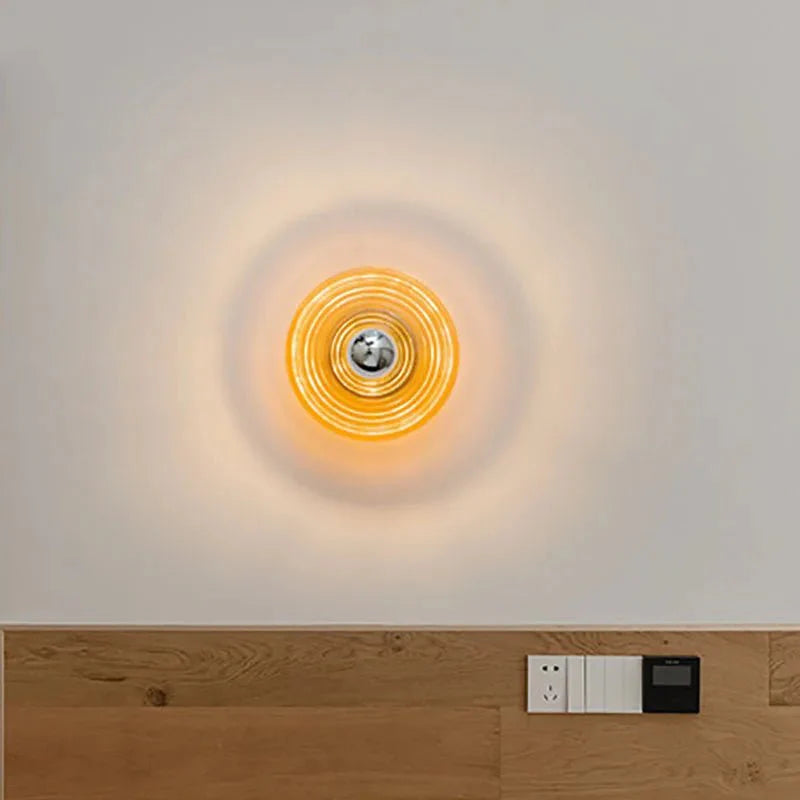 Vintage LED Glass Wall Sconce | Rippled Glass Wall Lamp | E27 5W Fixture | Ambient Lighting for Bedroom & Hallway