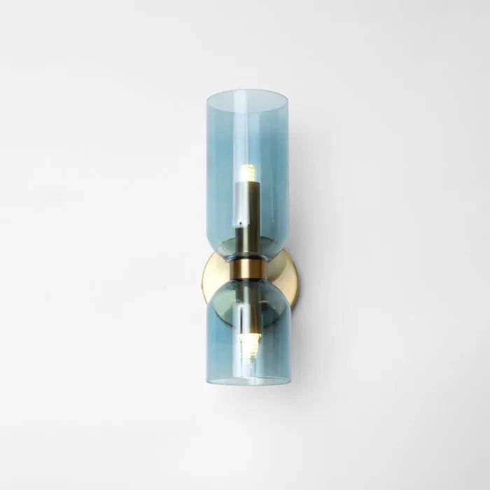 Double Head Glass Wall Lamp LED Sconce | E12 Bulb Base | Glass & Iron | Modern Indoor Lighting