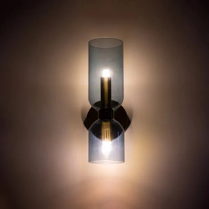 Double Head Glass Wall Lamp LED Sconce | E12 Bulb Base | Glass & Iron | Modern Indoor Lighting