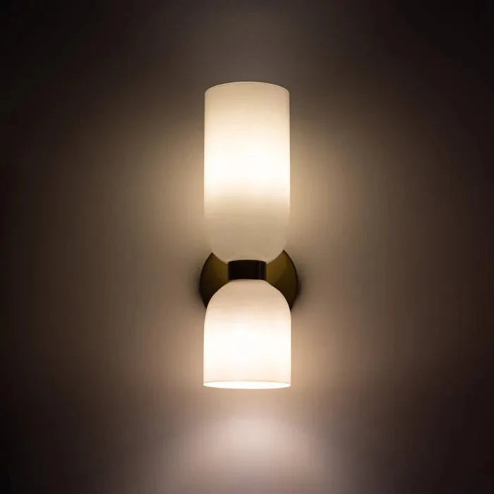 Double Head Glass Wall Lamp LED Sconce | E12 Bulb Base | Glass & Iron | Modern Indoor Lighting