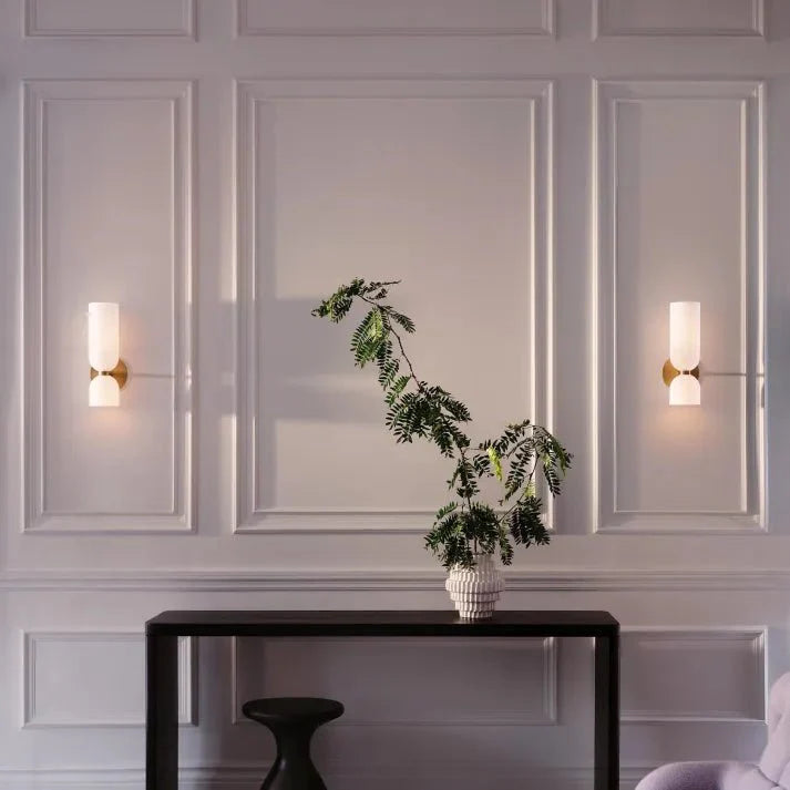 Double Head Glass Wall Lamp LED Sconce | E12 Bulb Base | Glass & Iron | Modern Indoor Lighting