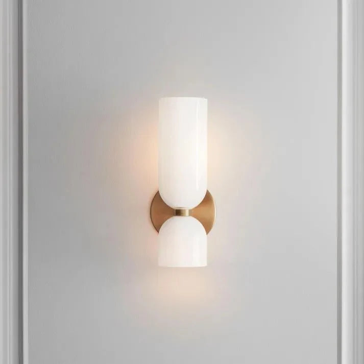 Double Head Glass Wall Lamp LED Sconce | E12 Bulb Base | Glass & Iron | Modern Indoor Lighting