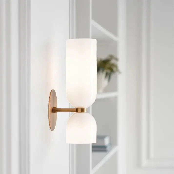 Double Head Glass Wall Lamp LED Sconce | E12 Bulb Base | Glass & Iron | Modern Indoor Lighting