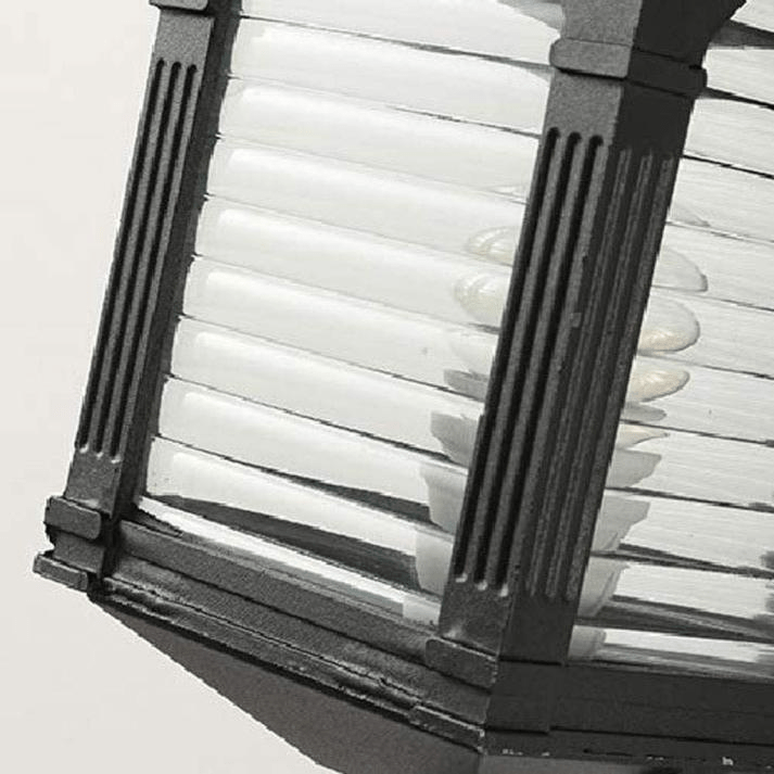 Antique Glass Outdoor Wall Lamp Black | Vintage Aluminum Glass Design | E27 Wired Light | Courtyard Garden Lighting